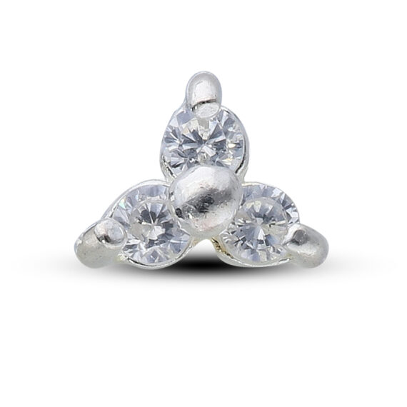 Sterling Silver Cubic Triangle And Heart Stud Earrings