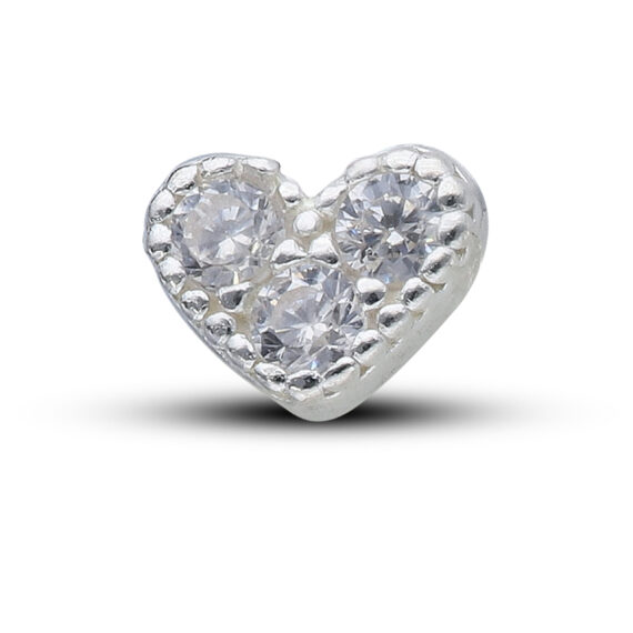 Sterling Silver Cubic Triangle And Heart Stud Earrings