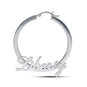 Personalised 925 Sterling Silver Round Hoop Earrings