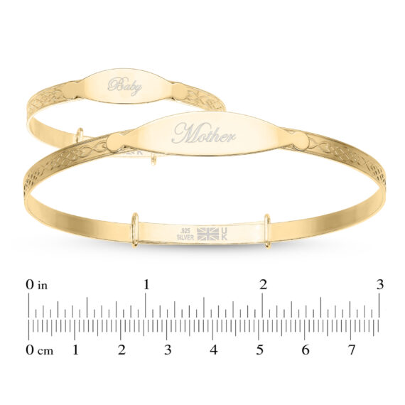 Personalised Gold Plated Mother And Baby Matching Bangle Set