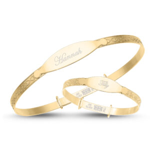 Personalised Gold Plated Mother And Baby Matching Bangle Set