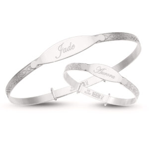 Personalised Sterling Silver Mother And Baby Matching Bangle Set