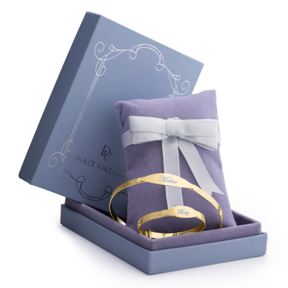 Personalised Gold Plated Mother And Baby Matching Bangle Set