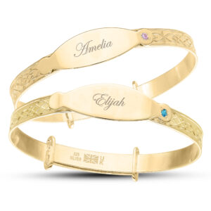 Personalised Gold Plated CZ Baby Boy / Baby Girl Bangle (0-1yrs)