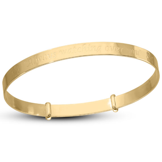 Personalised Gold Plated 925 Baby Bangle with Guardian Angel (1-3 yrs)