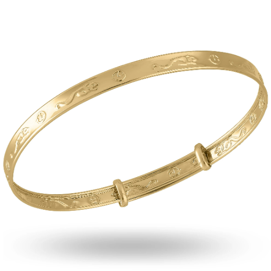 9ct Gold Hickory Nursery Rhyme Baby Bangle, Baptism Bracelet (0-1yrs)