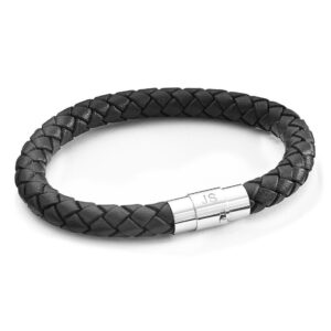 Personalised Black Leather Gent's Bracelet
