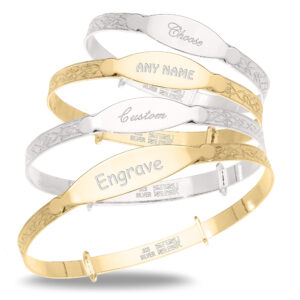 Personalised Sterling Silver/Gold Plated Unisex Baby Bangle (0-5+yrs)