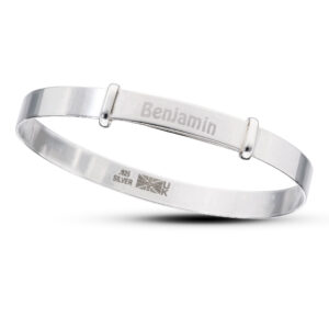 Personalised Sterling Silver Baby Boy or Girl Bangle (0-1yrs)