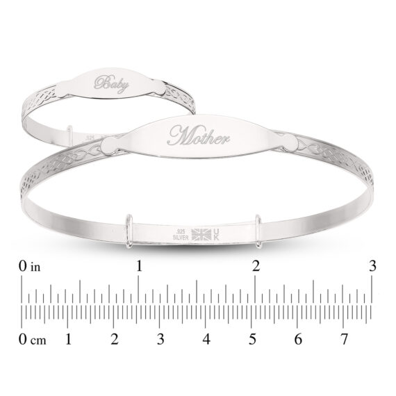 Personalised Sterling Silver Mother And Baby Matching Bangle Set