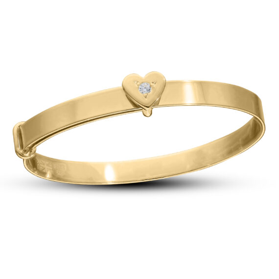 Personalised Gold Plated Girlish Baby Bangle with Heart (0-3yrs)