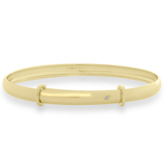9ct Gold Children's Baby Bangle with Diamond Set (0-1yrs)