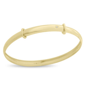 9ct Gold Children's Baby Bangle with Diamond Set (0-1yrs)