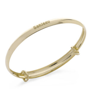 Personalised 9ct Gold Diamond Baby Bangle for Baptism (0-1yrs)